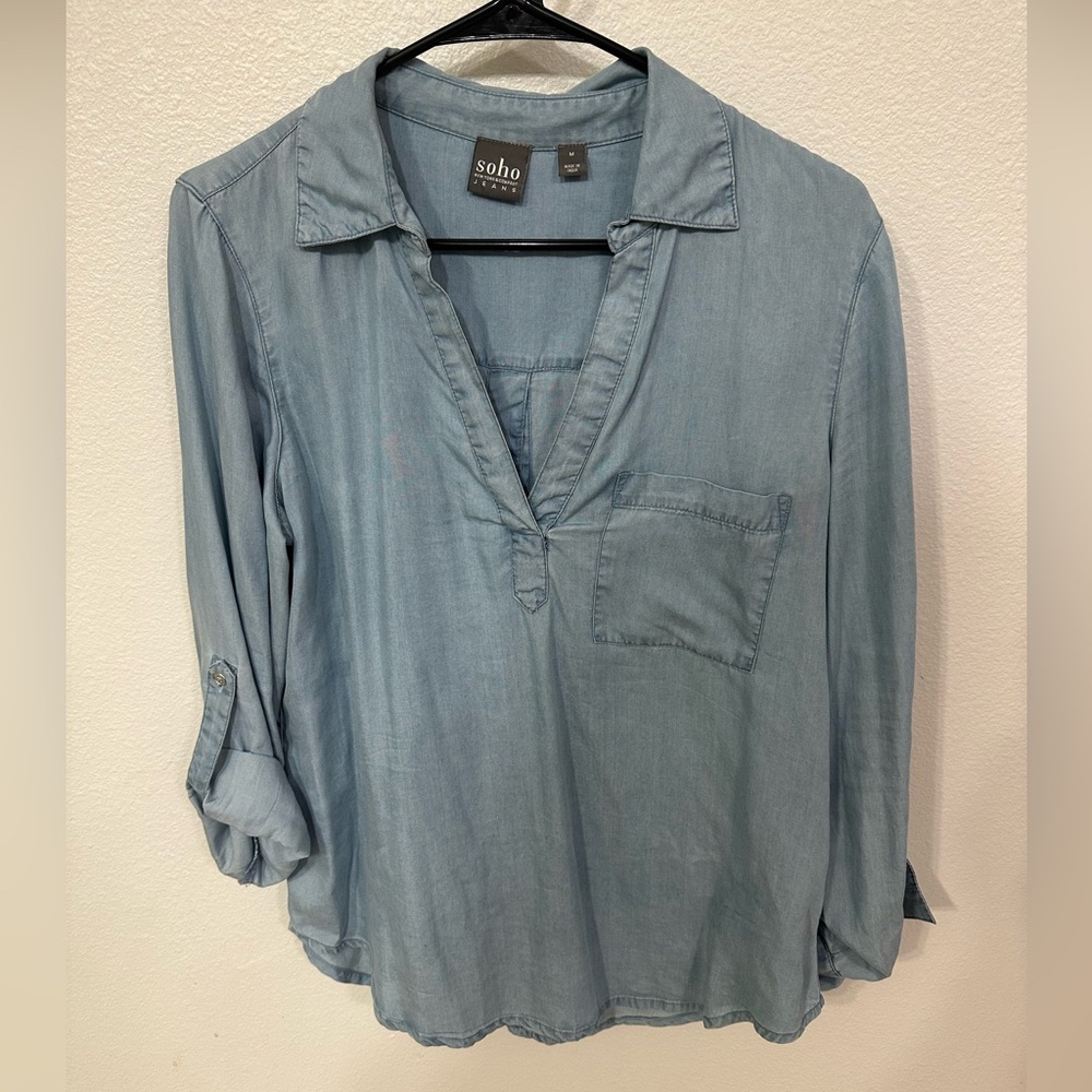 New York & Company Light Blue Blouse
